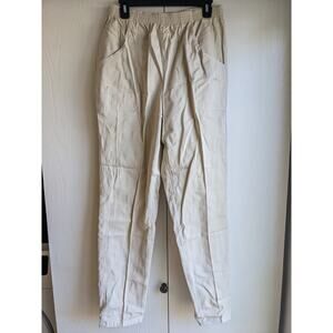 Cascade Blues Women's Tan Khaki High Rise Elastic Wide Leg Pockets Pant Size 14